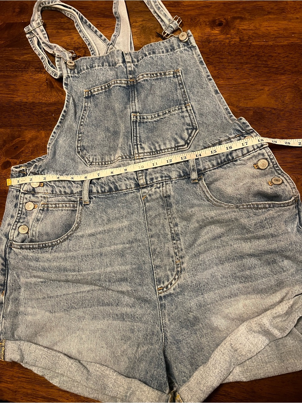 Free People We The Free Ziggy Shortalls Large 100% Cotton Blue Jean Overalls - Picture 7 of 14